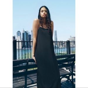 Zara Black Flowy Midi Dress-Size S